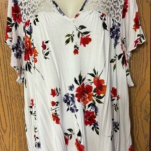 Floral Lace Trim Women's Top